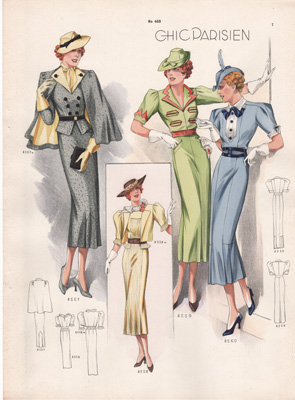 vintage paris fashion prints 1936